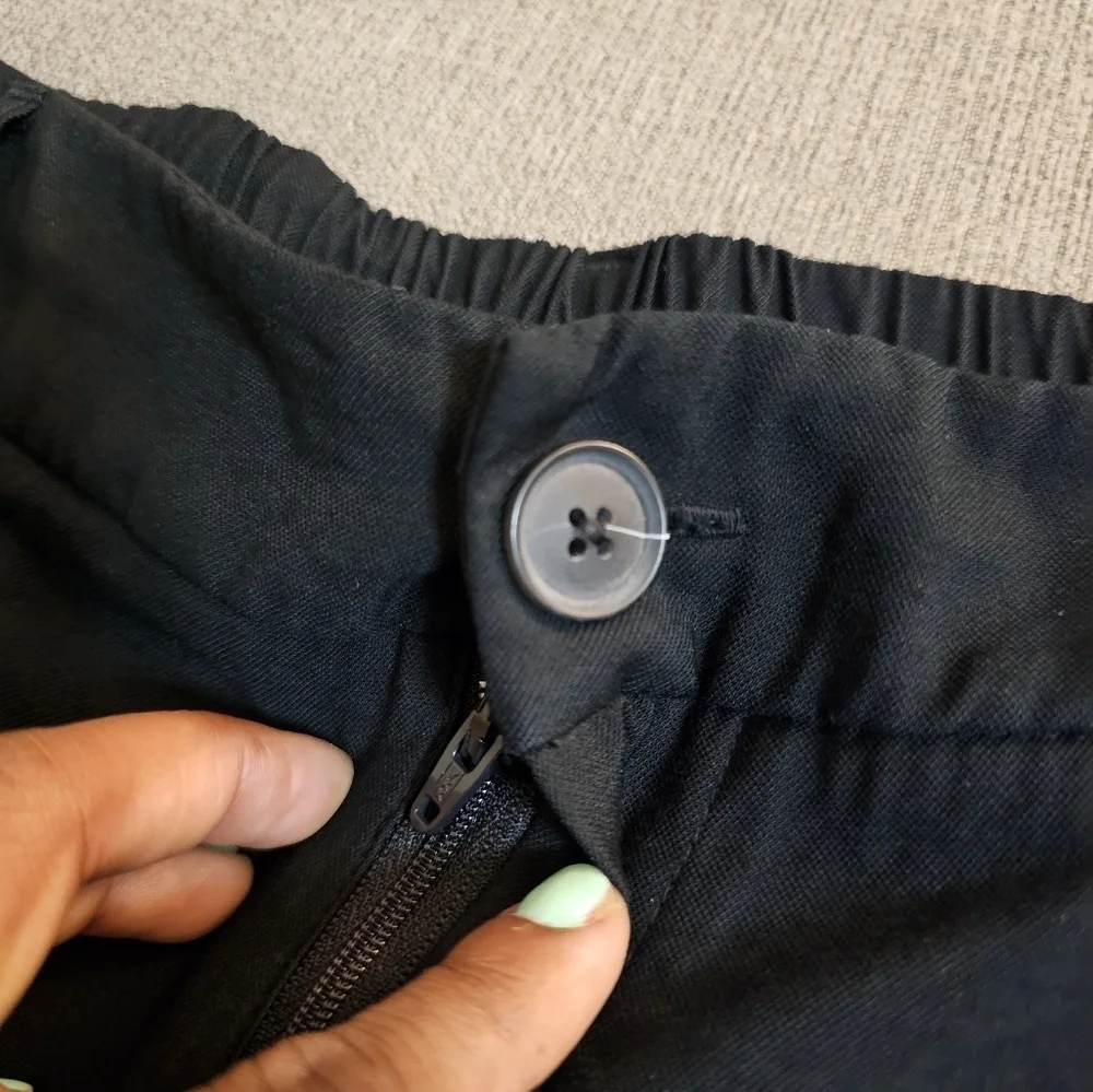 A New Day Black High Rise Relaxed Chambray Neutral Casual Pants Size 16